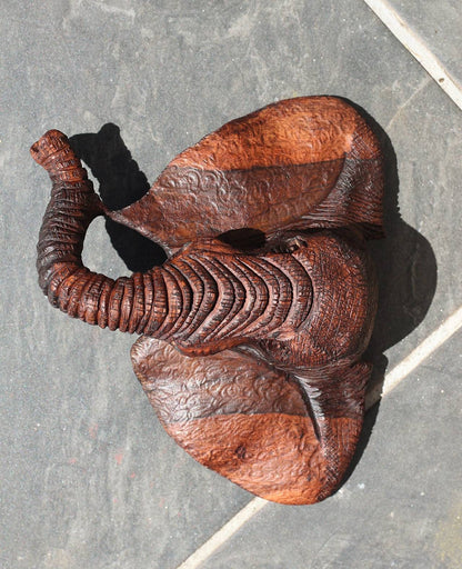 Fine Art Elephant Ironwood Wall Decor Trophy. Lifelike fully detailed Zimbabwean Handcarved African Big Five Art gifts. Shipping Express