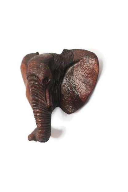 Fine Art Elephant Ironwood Wall Decor Trophy. Lifelike fully detailed Zimbabwean Handcarved African Big Five Art gifts. Shipping Express