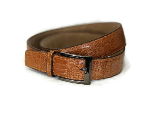 Tan Genuine Ostrich Leather Belt. South African Handmade Gifts, Ready to Ship Express Worldwide