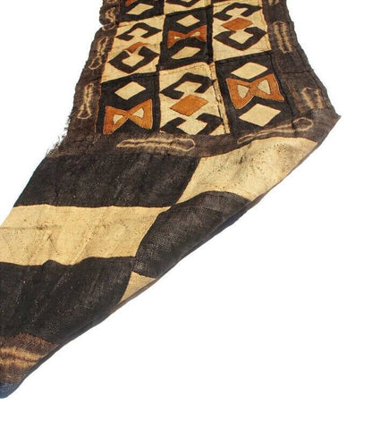 Large Authentic Congo Kuba Cloth fabric. Rafia palm fiber textile. Brown, beige, black, Orange African Home gifts, table runner/Wall Decor