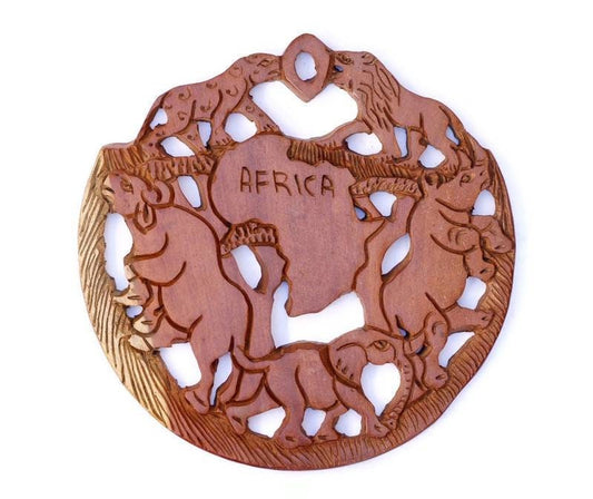 African Big Five/5 carved Animals Wall Decor wooden ornament. Hand carved Rose Wood wall hanging panel for your home / office. Ships Express