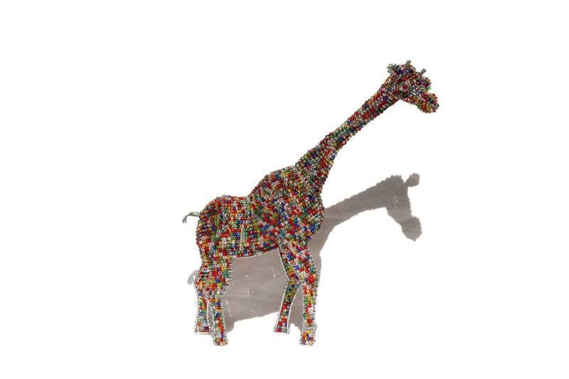 Tall Standing Colourful Beaded Giraffe. 20cm x 10cm African animals art decor. Unique handcrafted Safari animals. Made with love. Gifts