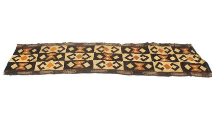 Large Authentic Congo Kuba Cloth fabric. Rafia palm fiber textile. Brown, beige, black, Orange African Home gifts, table runner/Wall Decor