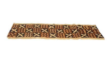 Authentic Congo Kuba, Shows Cloth fabric. Rafia palm fiber textile. Brown, beige, black, Orange African Home gifts, table runner/Wall Decor