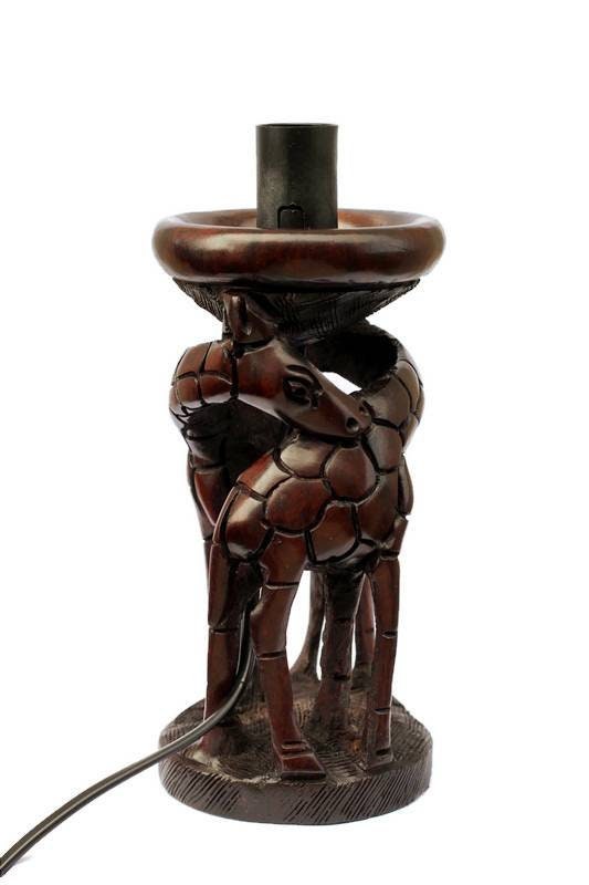 Giraffe Lovers Ebony Wood Ostrich Egg/ Ornament Lamp Stand. Malawian Handcarved Safari Art. African Lighting Gifts, Ready to Ship Express