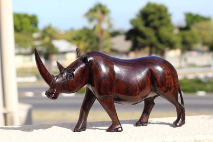 Long Horn Handcarved Rhino Sculpture. Ebony wood Malawian style Rhinoceros figurines. Unique African animals gifts Ready to Ship Express