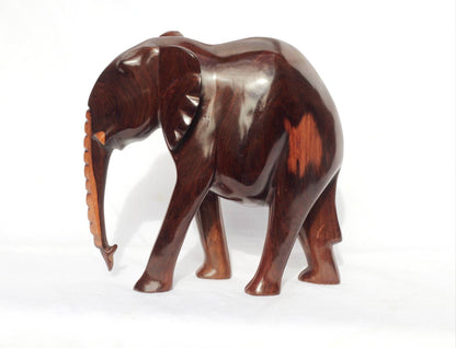 Zambian style Old design Iron wood elephant figurines. Smooth Carved walking animal sculpture. African art birthday/wedding gift