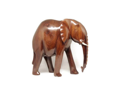 Zambian style Old design Iron wood elephant figurines. Smooth Carved walking animal sculpture. African art birthday/wedding gift