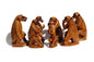 Family of 7 olive wood baboon/monkey set. Hand carved decor sculptures made in Zimbabwe. Smooth Brown wooden figurines. African Art Giftset.