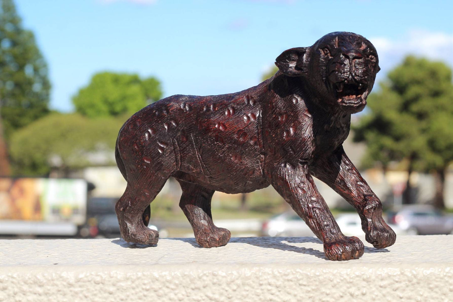 Fine Art Big Cat Ironwood Handcarved figurine. Zimbabwean Leopard  Carving.I love cats gifts, Big Five Animals. Express Shipping Worldwide