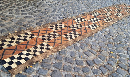 Extra Large Vintage Congo Kuba Cloth. Original Rafia palm fiber textile. Brown, beige, black. African Home/office gifts, table deco/Wall art