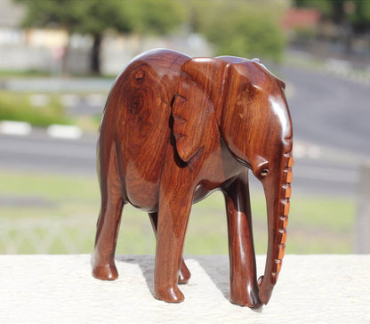 Zambian style Old design Iron wood elephant figurines. Smooth Carved walking animal sculpture. African art birthday/wedding gift