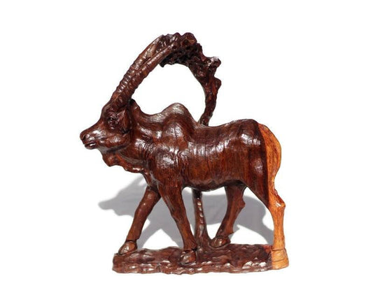 Fine Art Antelope Ironwood Handcarved figurine. Zimbabwean Antelope Carving. Detailed Safari Animal Masterpiece made from hard Wood.