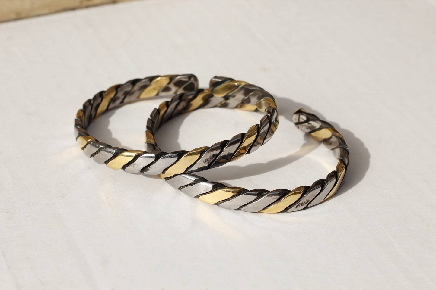 Set of 2 Iron and Brass bangle - African fashion Twisted Wire Bracelet. Healing yet Stylish -Cuff Bracelets, birthday gifts for dad /Mom