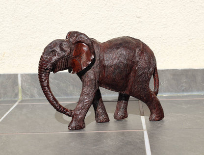 Large Life like Elephant Ironwood Sculpture. Zimbabwean hand carved fully detailed art figurines. African Big Five gifts Shipping Express