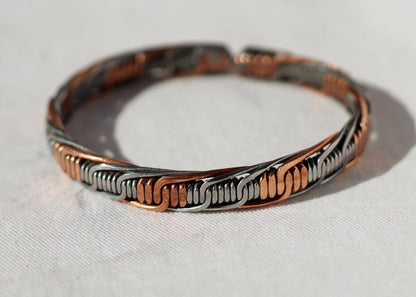 Set of 2 Iron and Copper bangle - African fashion braided Bracelet. Healing yet Stylish -Cuff Bracelets, birthday gifts for dad /Mom