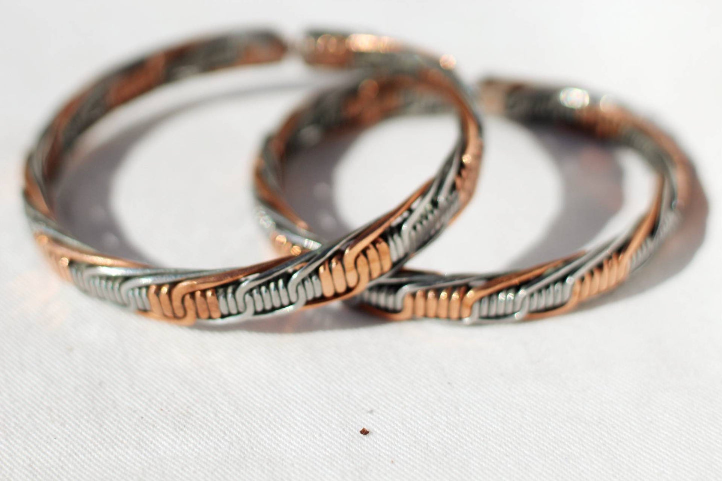 Set of 2 Iron and Copper bangle - African fashion braided Bracelet. Healing yet Stylish -Cuff Bracelets, birthday gifts for dad /Mom