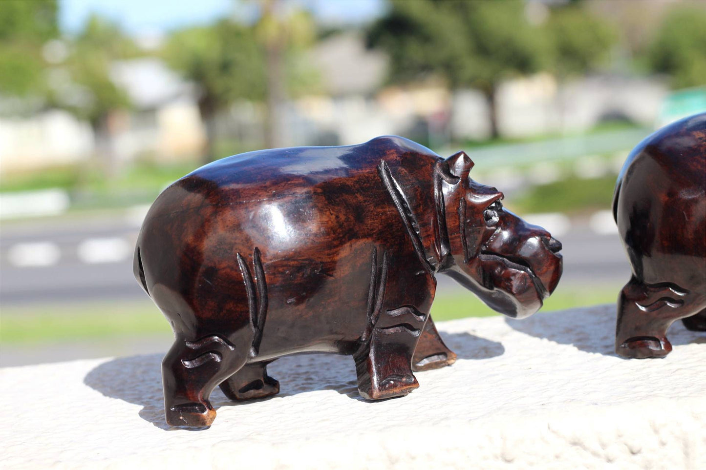 Ironwood Carved Hippo Sculpture. Malawian style home Decor figurines. Unique African Handcarved gift items. Ready to Ship Express Worldwide