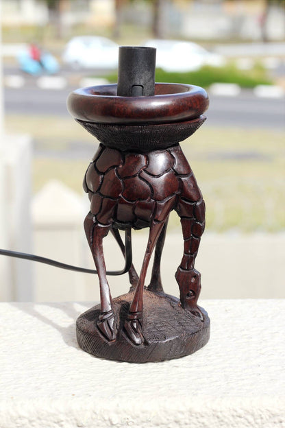 Drinking Water Giraffe Ebony Wood Ostrich Egg/ Ornament Lamp Stand. Malawian Handcarved Safari Art. African Art Gifts, Ready to Ship Express