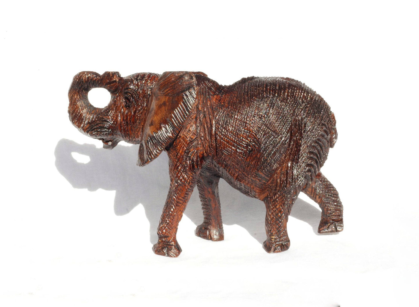 Fine Art Elephant Ironwood Sculpture. Zimbabwean handmade fully detailed lifelike figurine. African Big Five Art gifts Shipping Express