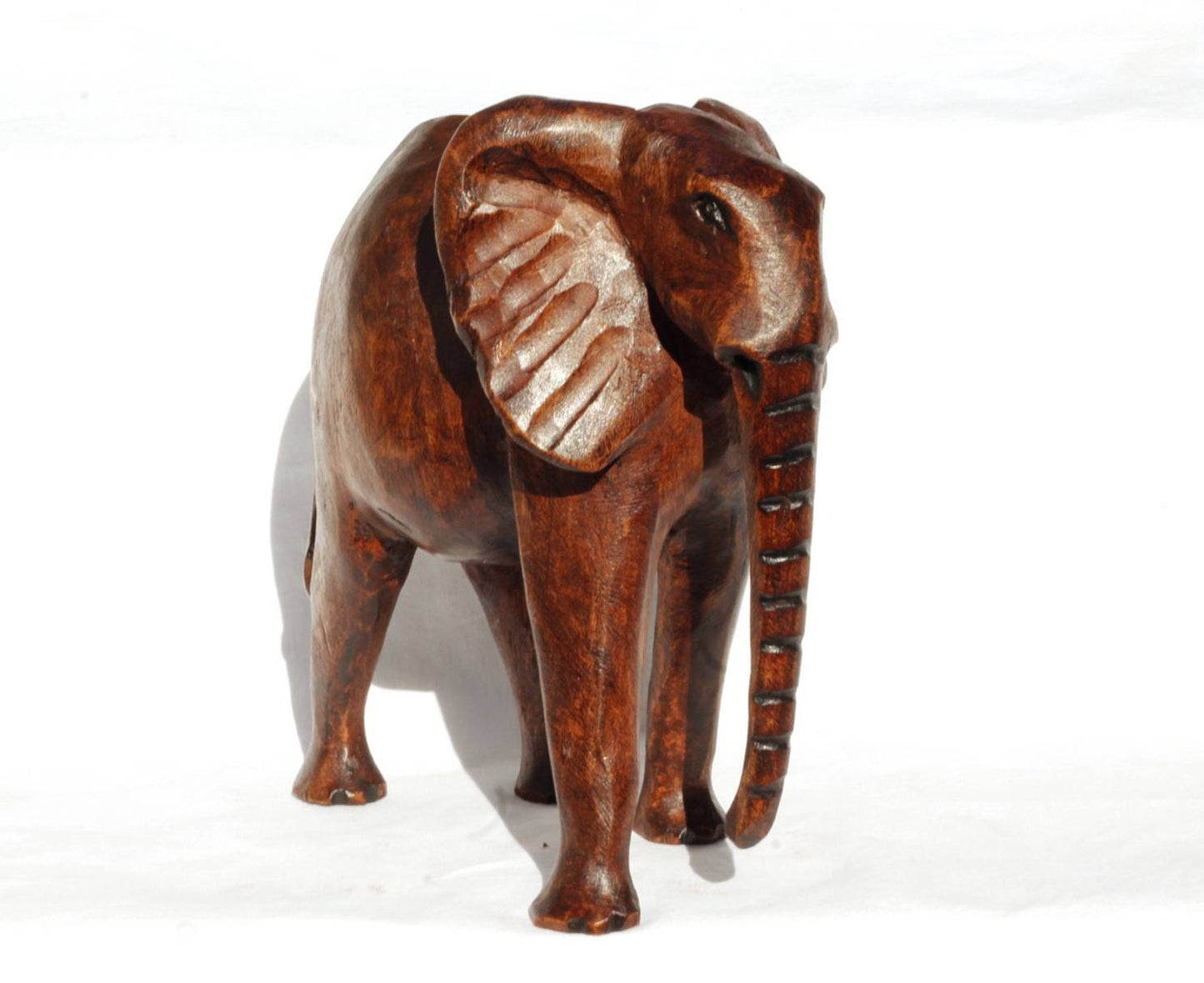 Hand Carved Elephant Dark Brown Polished Olive wood. African art Souvenirs, unique housewarming gifts. Ready to Ship Express.