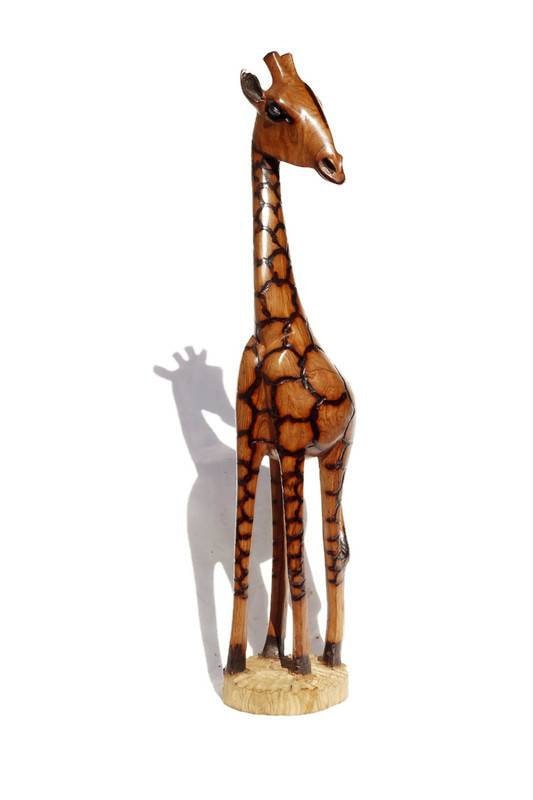 Set of 5 Fine Art Olive Wood Burnt Giraffe Herd standing mini figurines. Zimbabwean Carved Artwork. Home/office decor African animals gifts