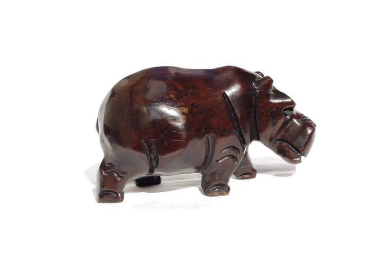 Ironwood Carved Hippo Sculpture. Malawian style home Decor figurines. Unique African Handcarved gift items. Ready to Ship Express Worldwide