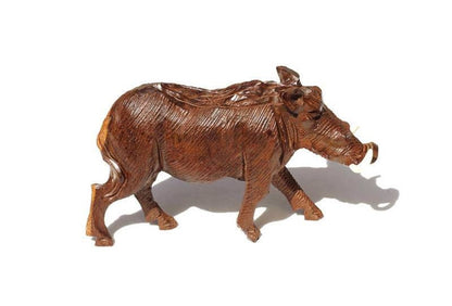 Handgeschnitzte Figur eines Wildschweins aus Eisenholz. Simbabwische Wildtierschnitzerei. Detailliertes afrikanisches Meisterwerk, Schwein, Kunstdekor, Geschenke