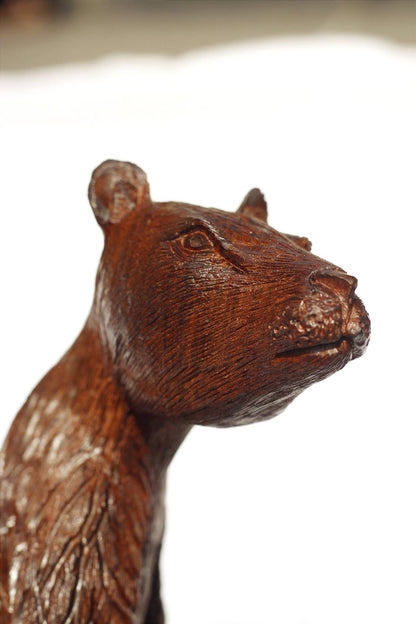 Fine Art Guarding Meerkat Ironwood figurine. Hand carved Mongoose/Suricate with base stand. Zimbabwean handmade art gifts. Shipping Express