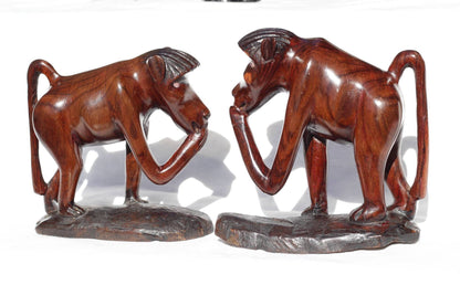 Rose Wood Walking baboon, Carved African sculptures. African art wooden figurines. Monkeys interior decor Artwork. Unique Christmas gifts.