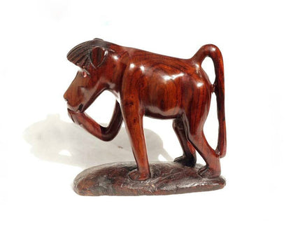 Laufender Pavian aus Rosenholz, geschnitzte afrikanische Skulpturen. Afrikanische Kunstfiguren aus Holz. Affen als Innendekoration. Einzigartige Weihnachtsgeschenke.