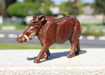 Fine Art Wild Boar / Warthog Ironwood Handcarved figurine. Zimbabwean Wildlife Carving. Detailed African Masterpiece Pig Art Decor Gifts