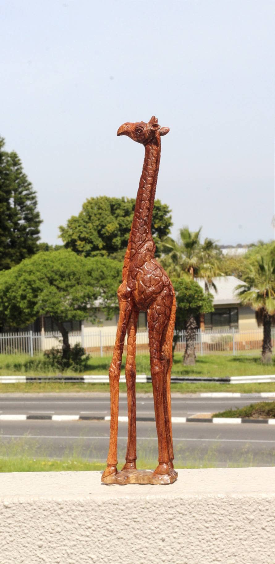 Fine Art Lifelike Iron Wood Giraffe slim figurine. Tall Zimbabwean Carved Art Sculpture. Home/office decor Unique African animals gifts