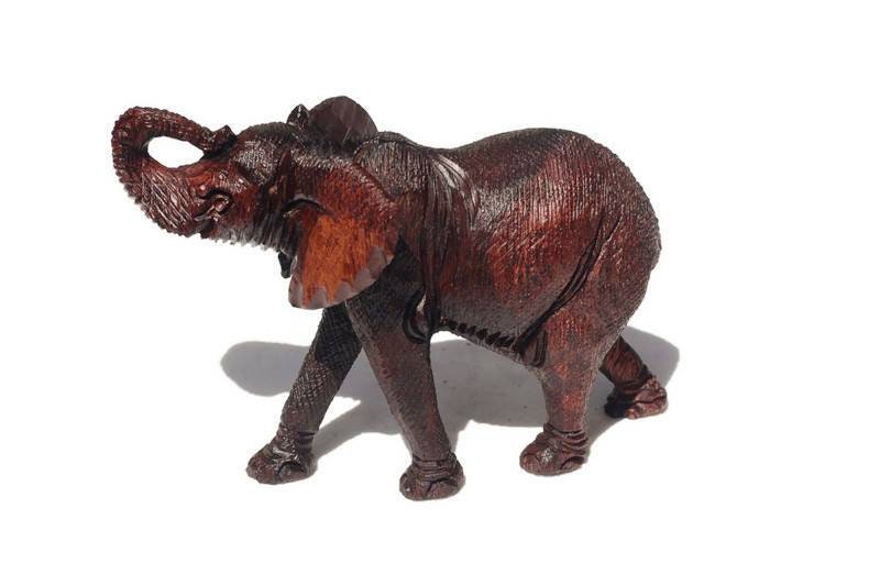 Fine Art Elephant Ironwood Sculpture. Zimbabwean handmade fully detailed lifelike figurine. African Big Five Art gifts Shipping Express