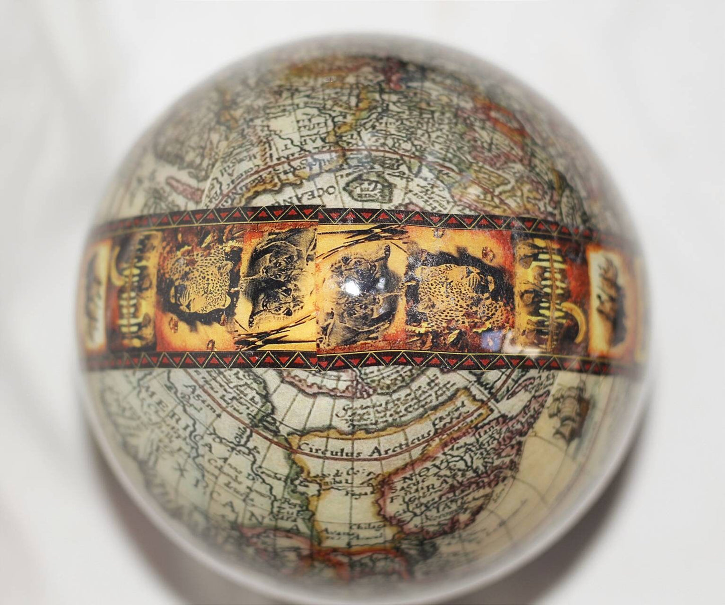 World Map with a Stop of Sunset Themed African Big 5 Animals. Large Authentic Ostrich Egg Shell Decoupage. Home/office Decor Christmas gifts