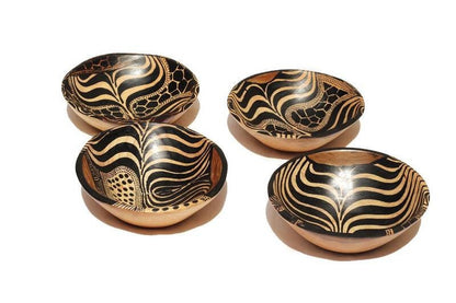 Set of 3 Mukwa Wood Bowl/Plates with Giraffe, Cheetah, Paw Print. Office and Home Table decor. Unique African Christmas Gifts Ready to ship