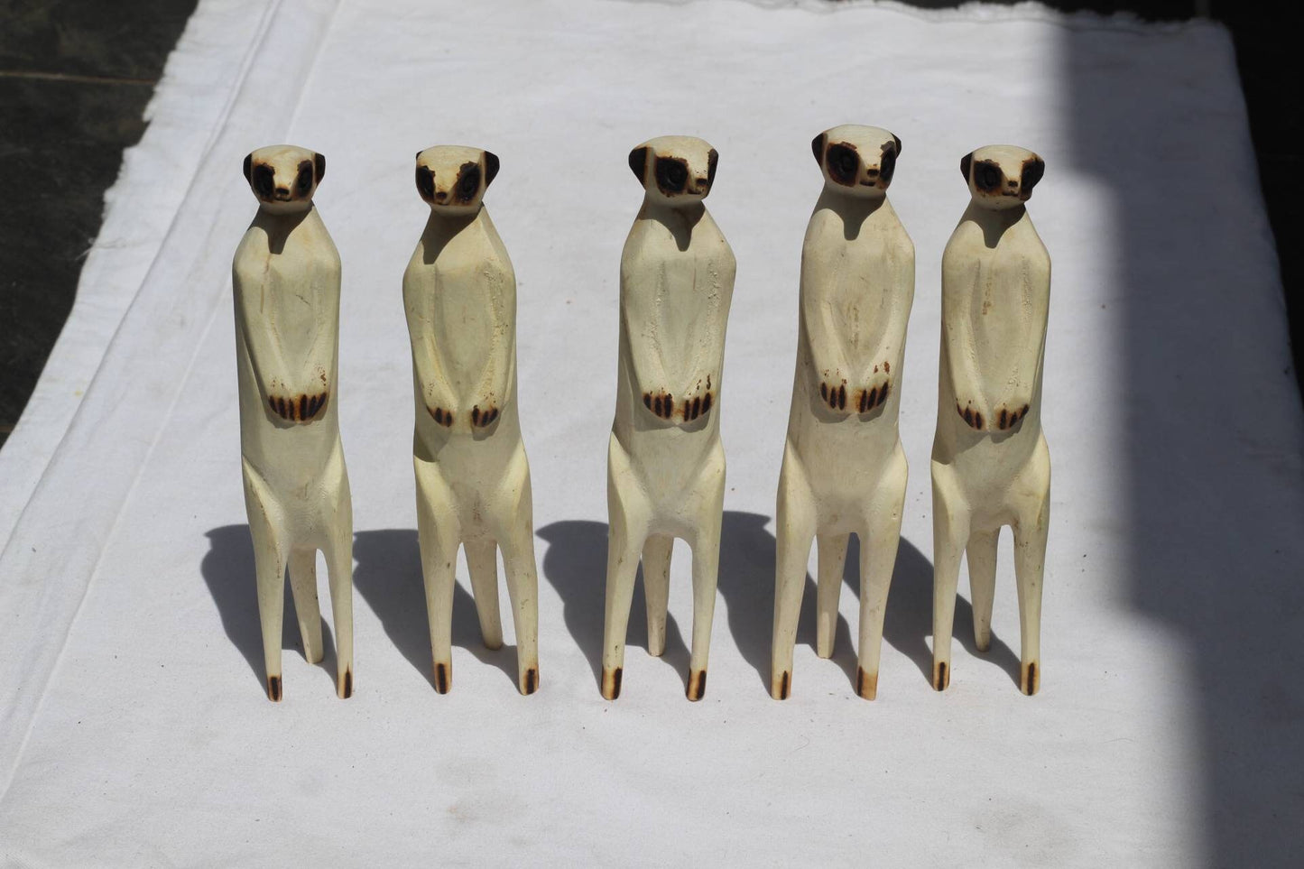 Set of 3 or 5 Lifelike Meerkat Jacaranda Wood Hand Carved figurines. Home/Office interior decor South African Art. Suricate handmade Gifts