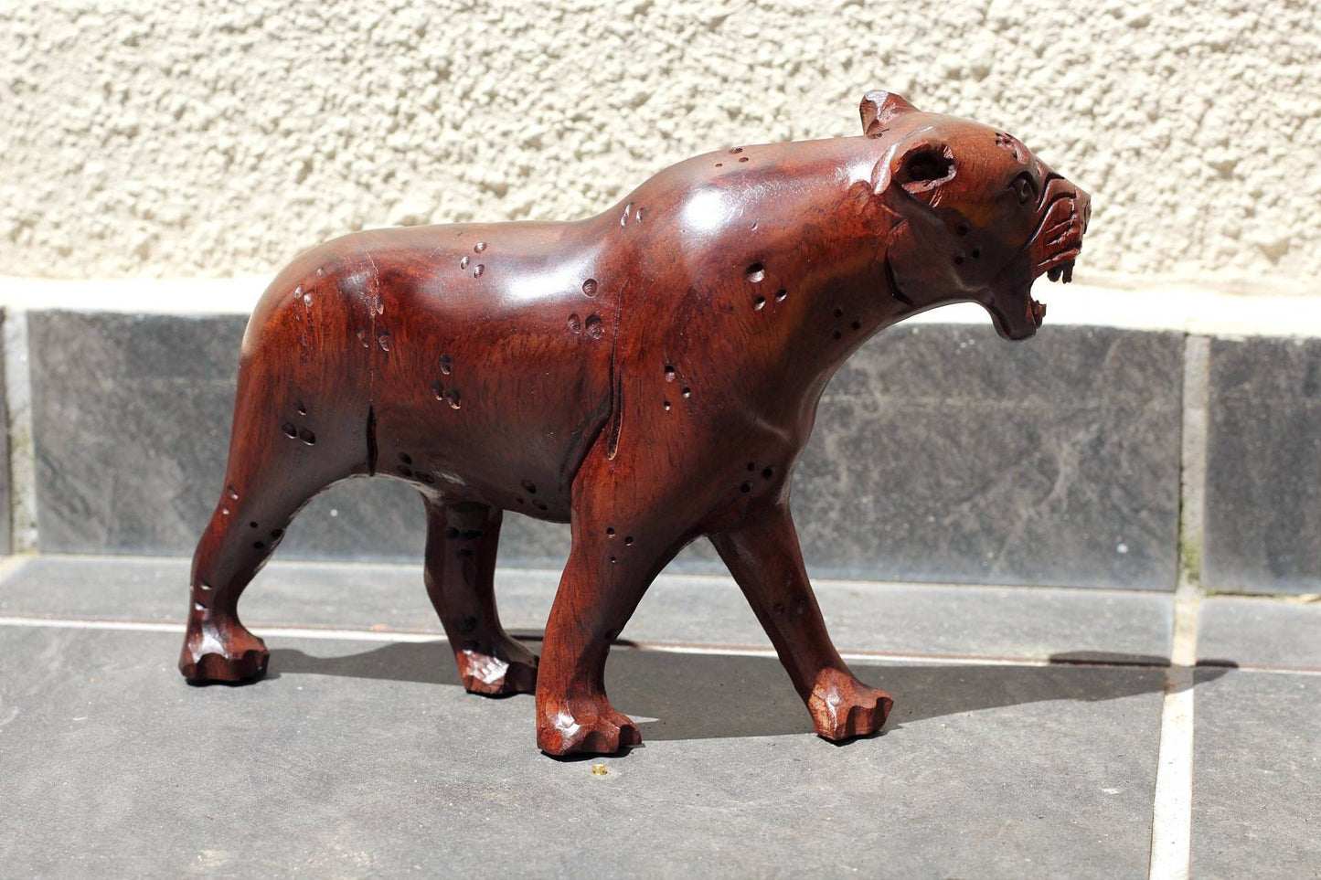 Fine Art Big Cat Ironwood Handcarved figurine. Zimbabwean Leopard  Carving.I love cats gifts, Big Five Animals. Ready to Ship Christmas Gift