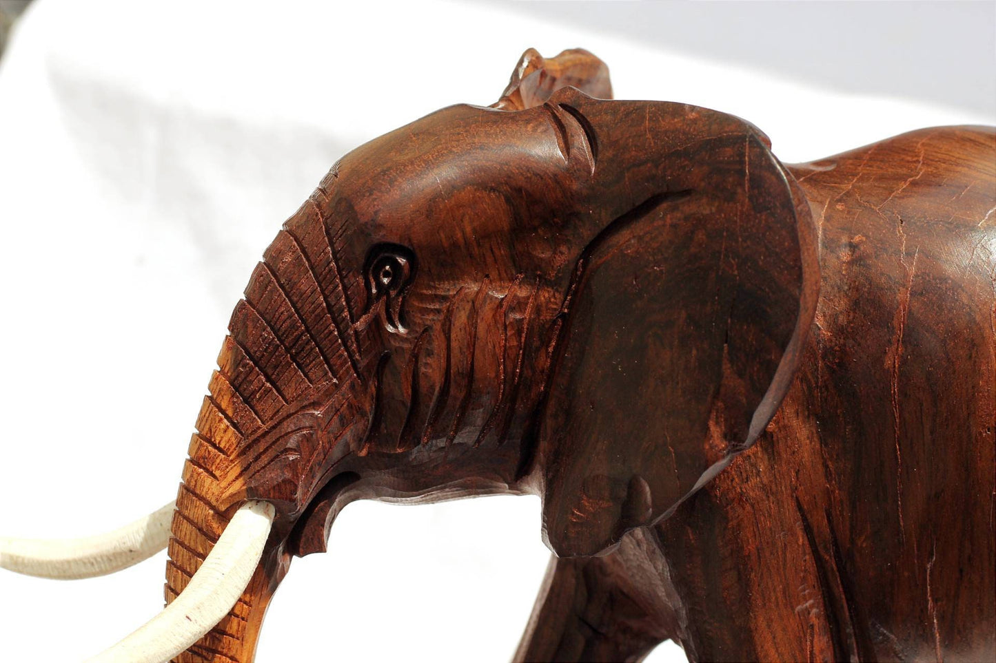 Large Elephant and Calf Ironwood Sculpture. Zimbabwean handmade smooth lifelike figurines. African Big Five Christmas gifts ready to Ship