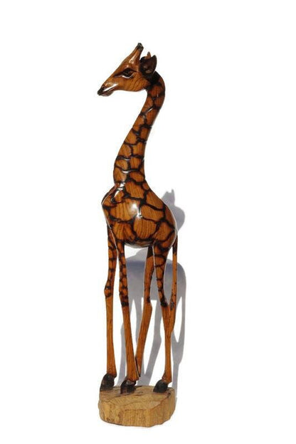 Custom Order for Belinda Dahan 103cm Tall Giraffe. Fine Art Olive Wood Burnt Giraffe standing figurine. Tall Zimbabwean Carved Art Sculpture. Home/office decor Unique African animals gifts