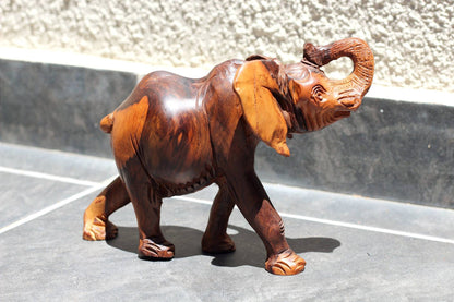 Smooth Fine Art Carved Elephant ironwood interior/Office Décor. Unique African Christmas gifts. Walking Trunk Up elephant. Ready to Ship