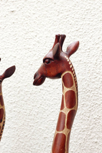 Fine Art Toney Red Rouge Olive Wood Gouged Giraffe standing figurine. Tall Zimbabwean Carved Art Sculpture. Home/office handmade Gifts decor