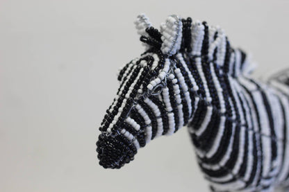 Fine Art Large Beaded Zebra wire figurines. Black & White Zebra stripes /Safari Decor. Handcrafted African art Gifts.