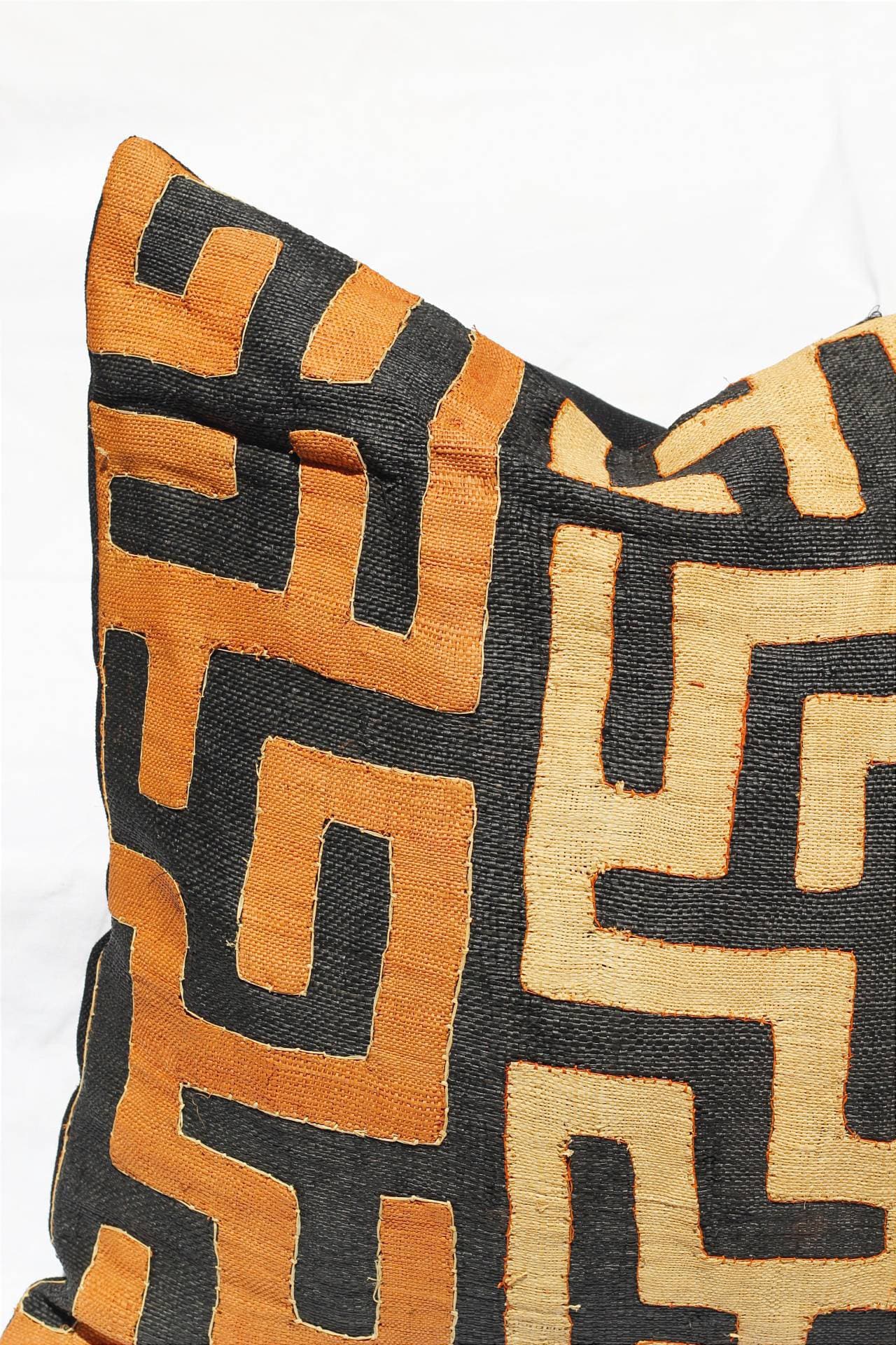 Handwoven Kuba Cloth Cushion Cover/Pillow case. Authentic Congo raffia palm fibers. Home Decor African Art Gifts, ready to Ship.