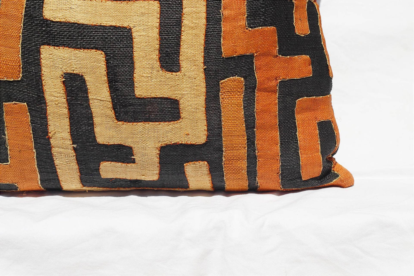 Handwoven Kuba Cloth Cushion Cover/Pillow case. Authentic Congo raffia palm fibers. Home Decor African Art Gifts, ready to Ship.