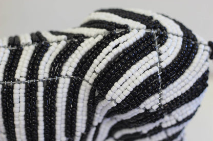 Fine Art Large Beaded Zebra wire figurines. Black & White Zebra stripes /Safari Decor. Handcrafted African art Gifts.