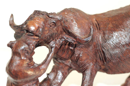 Ironwood Handcarved 2 Lions Attacking a Cape Buffalo Masterpiece. African Big 5 Interior Decor. Zimbabwean Art Sculpture/Gift, ready to Ship