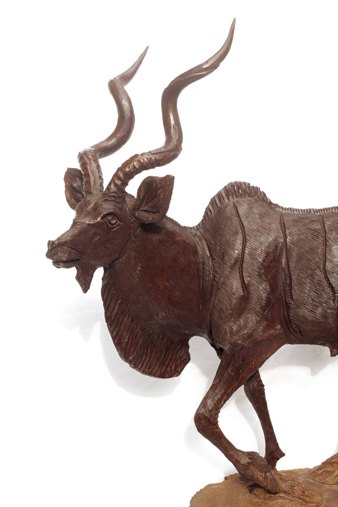 Large Fine Art Eland /Kudu Ironwood Handcarved figurine. Zimbabwean Antelope Carving. Detailed Safari Animal Masterpiece. Ready to Ship gift