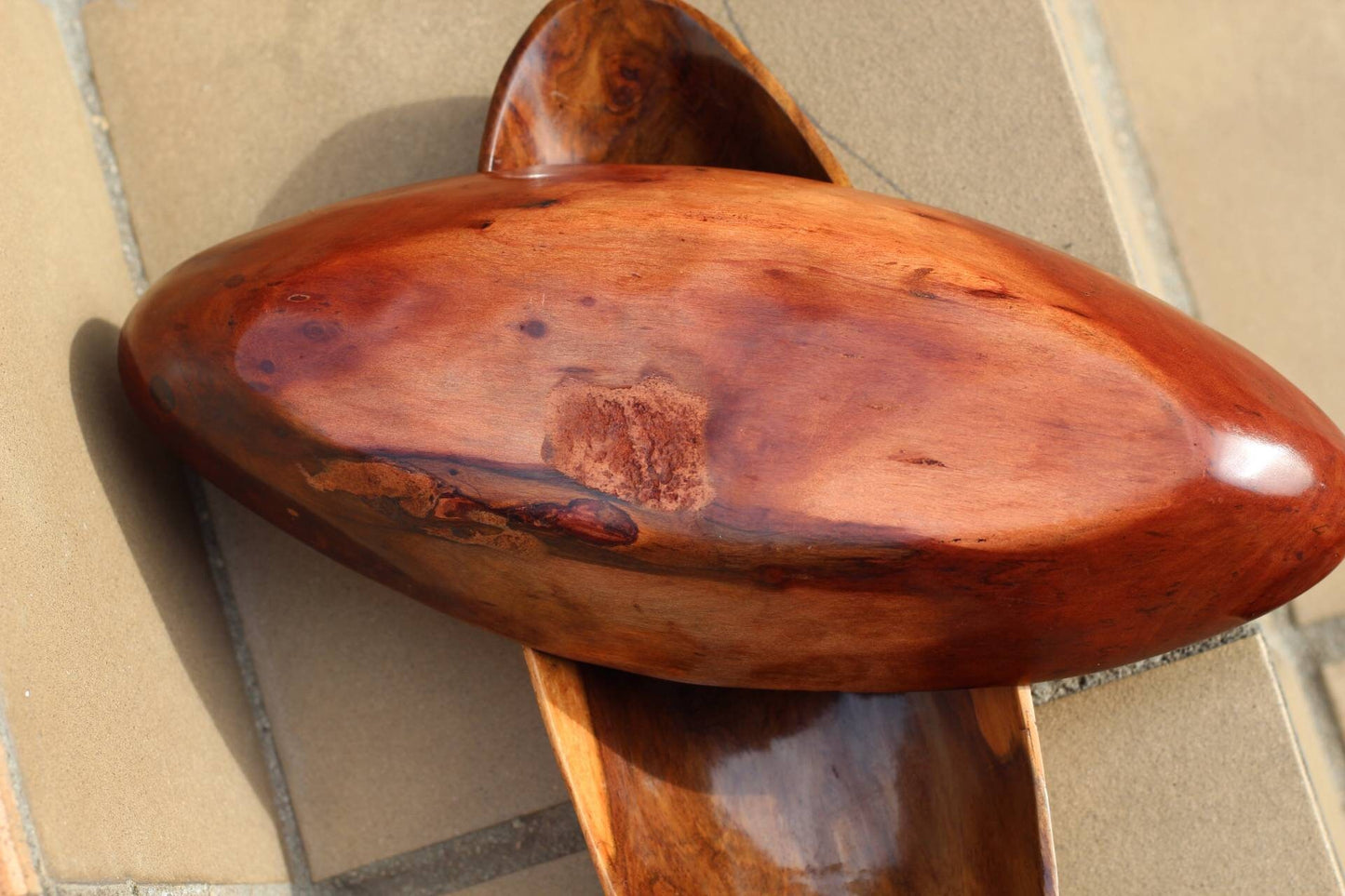 Set of 2 Beautiful Wood grain Bowls. 1 Made from ironwood, 1 made from Teak wood. African table centerpieces. Mozambique handmade Art Decor