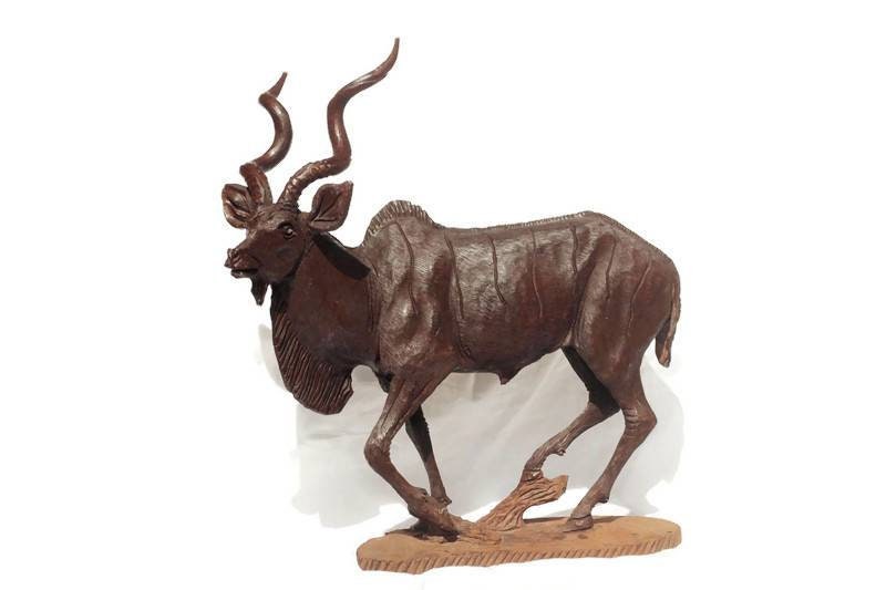 Large Fine Art Eland /Kudu Ironwood Handcarved figurine. Zimbabwean Antelope Carving. Detailed Safari Animal Masterpiece. Ready to Ship gift